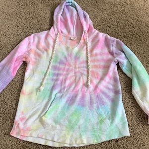 tie dye beach hoodie with rope strings size small